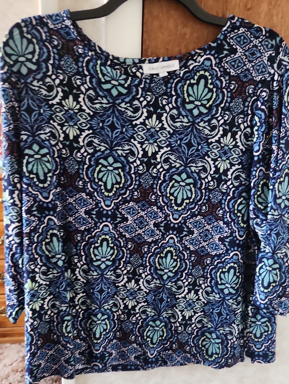 1X Blue Patterned Women's Long Sleeve Top List#69